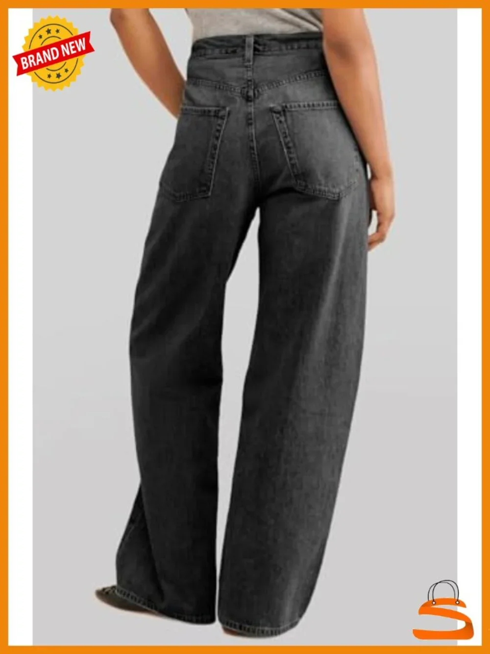 High Waisted Wide Leg Jeans with Drawstring and Pockets
